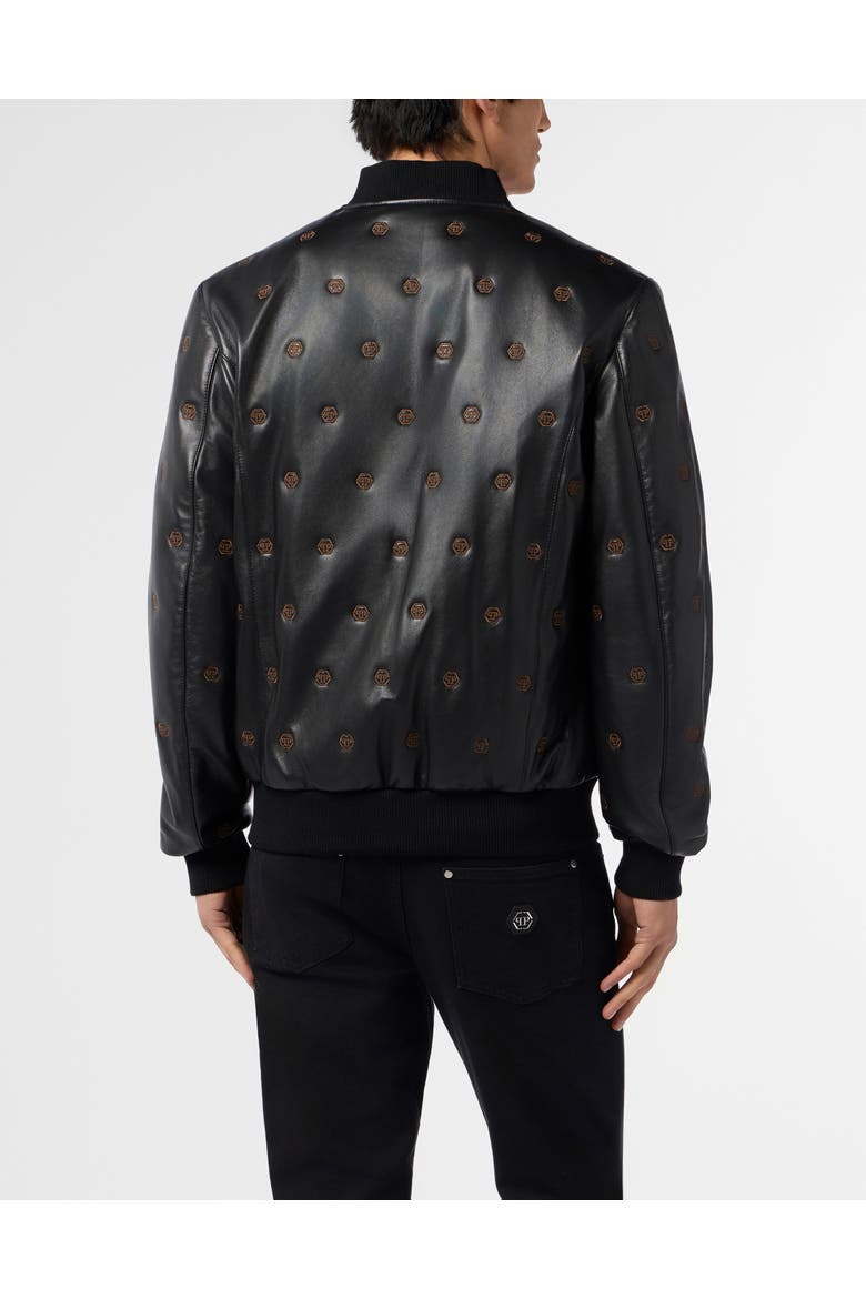 Embroidered Nappa Leather Bomber Monogram Monogram Men, Alternate, color, black