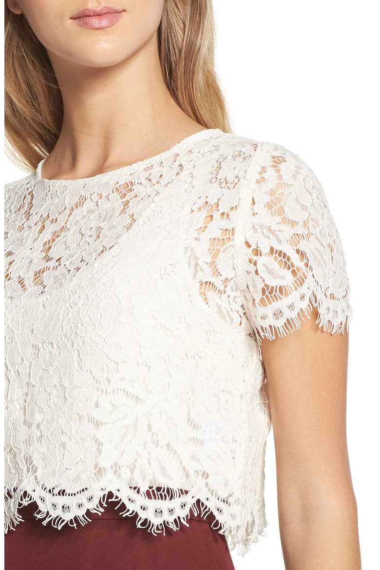Kenzie Lace Crop Top, Alternate, color, IVORY
