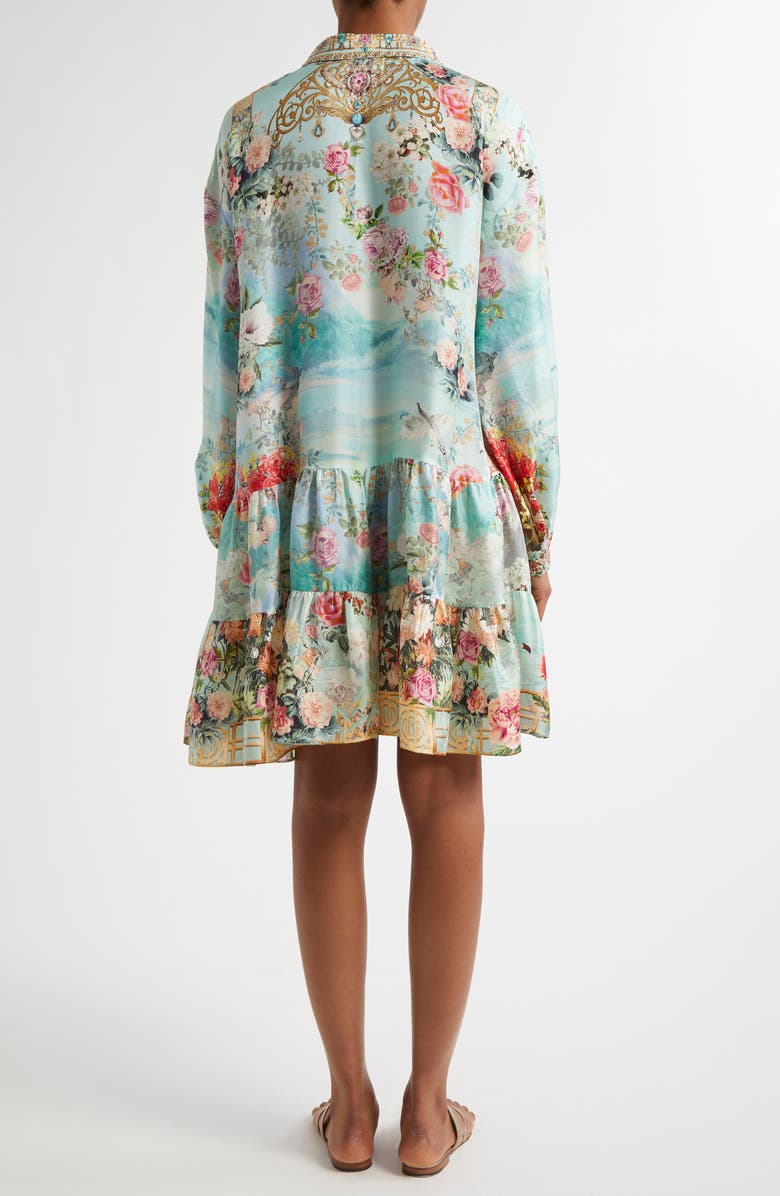 Camilla The Jewelry Museum Tiered Long Sleeve Silk Shirtdress, Alternate, color, 