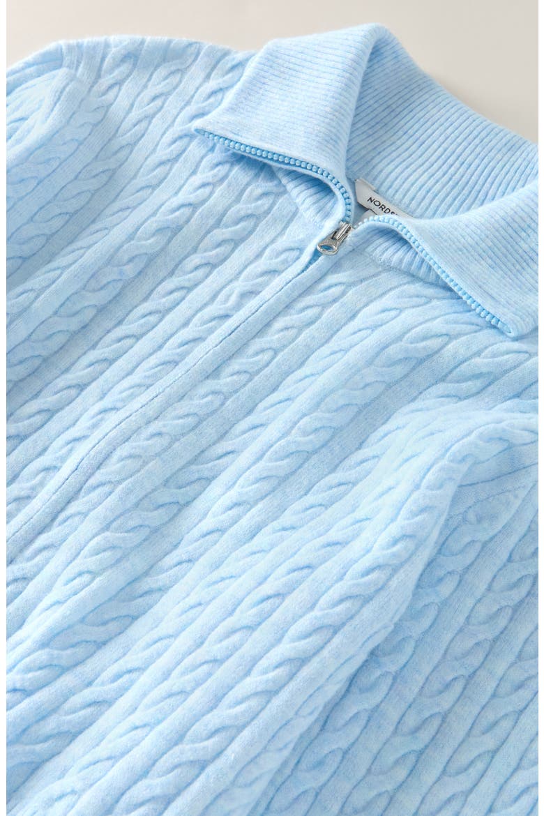 Kids' Cable Knitted Zip Cardigan, Alternate, color, BLUE DIAMOND
