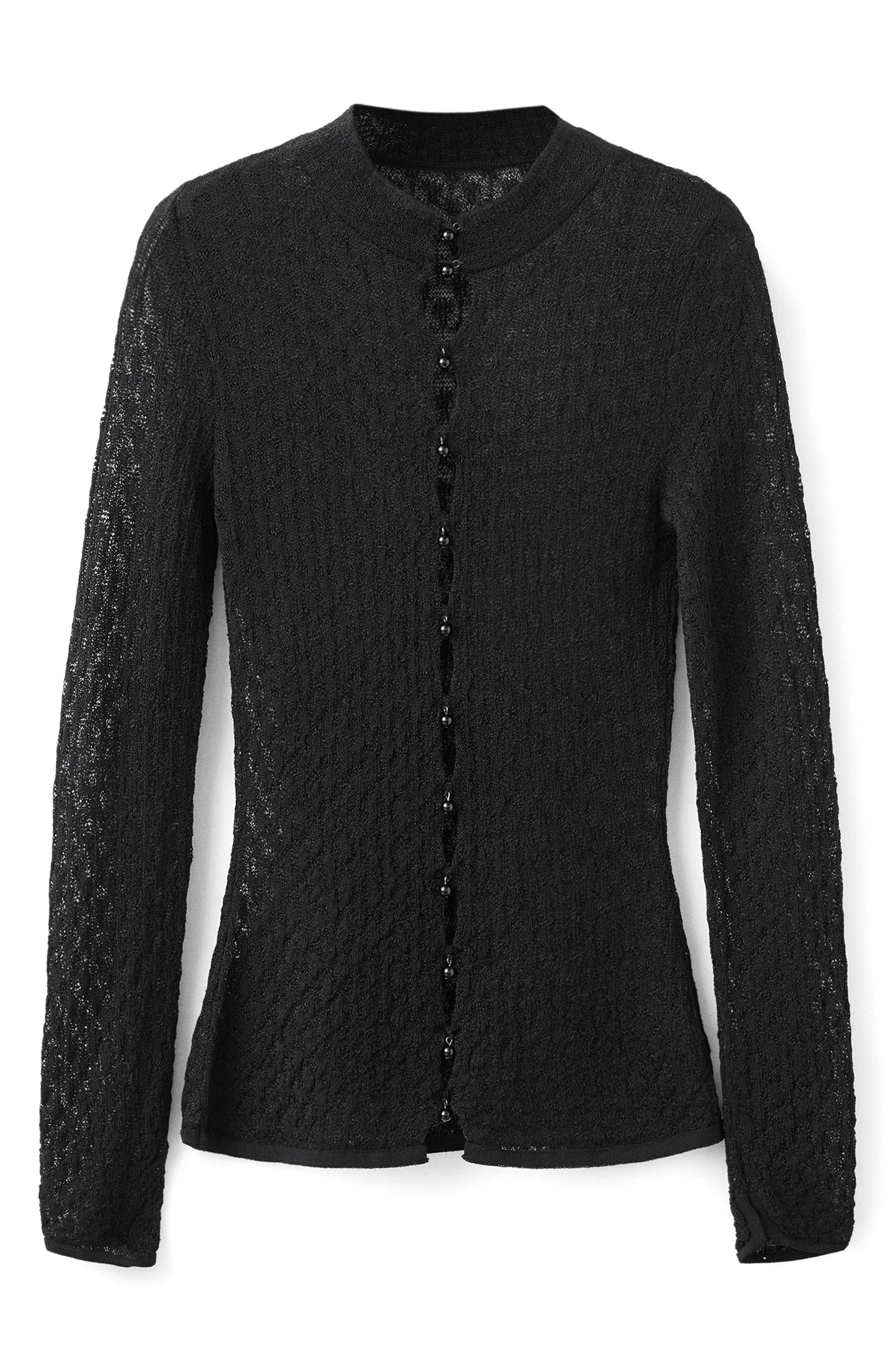 Mango X Kaia Gerber Openwork Cardigan In Black
