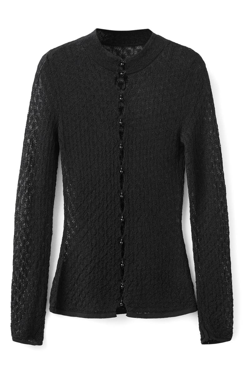 MANGO x Kaia Gerber Openwork Cardigan, Main, color, Black