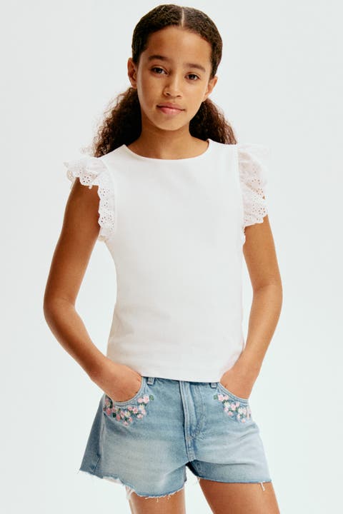 Embroidered-detail denim shorts