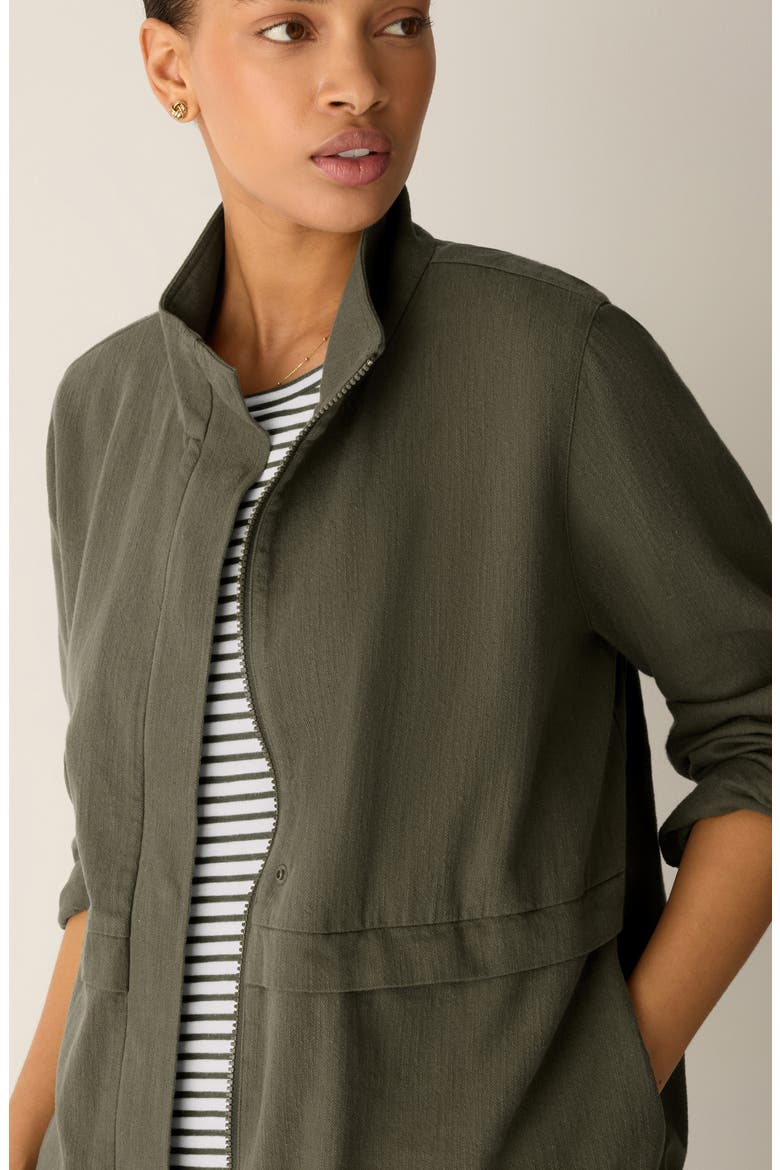 Zip-Up Organic Cotton & Organic Linen Jacket, Alternate, color, OLIVE