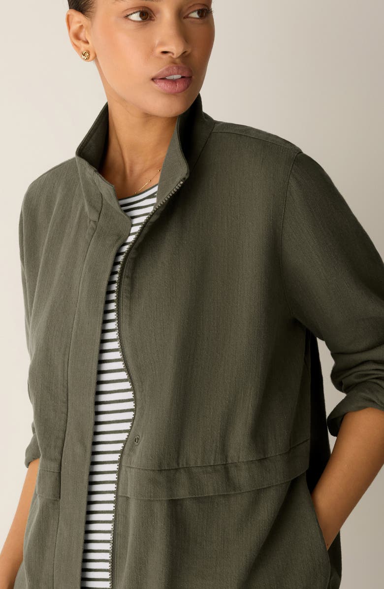 Eileen Fisher Stand Collar Organic Cotton & Organic Linen Zip Jacket, Alternate, color, 