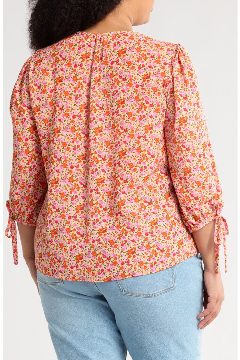 Floral Balloon Sleeve Top, Alternate, color, PINK