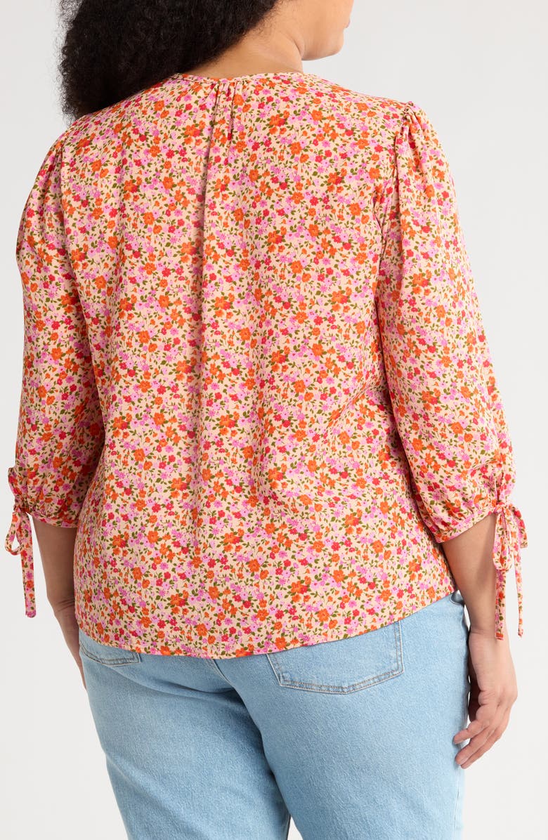 Renee C Floral Balloon Sleeve Top, Alternate, color, Pink