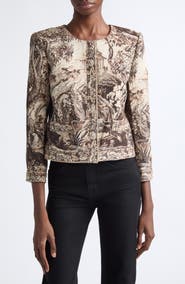 L'AGENCE Lian Collarless Crop Cotton Blend Jacket