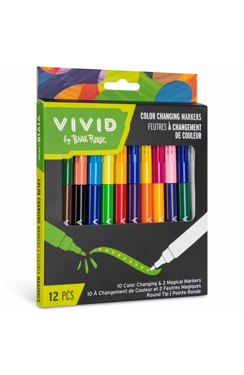 Brea Reese Vivid Color Changing Markers, 10 Color & 2 Magic Ink Markers, Alternate, color, Multicolored