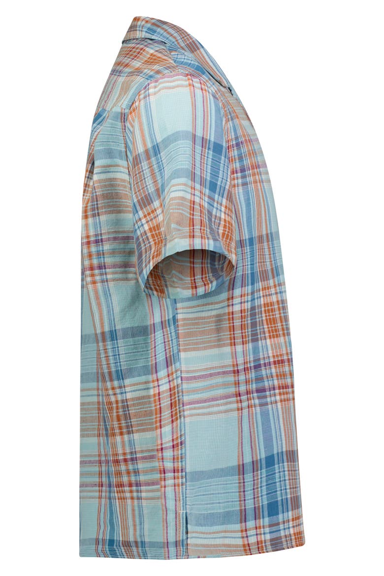 Plaid Notch Collar Button-Up Shirt, Alternate, color, BLUE MULTI PLAID