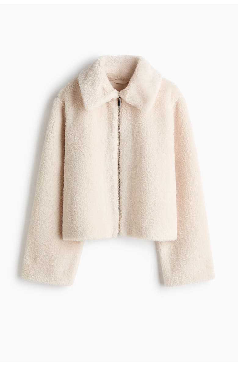 H&M Pile Jacket, Main, color, Light Beige
