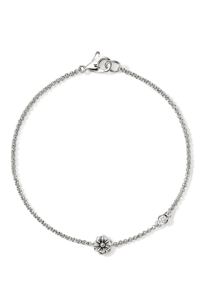 B&F x JH Wildflower Station Bracelet, Sterling Silver, Lab Grown Diamond, Main, color, SILVER