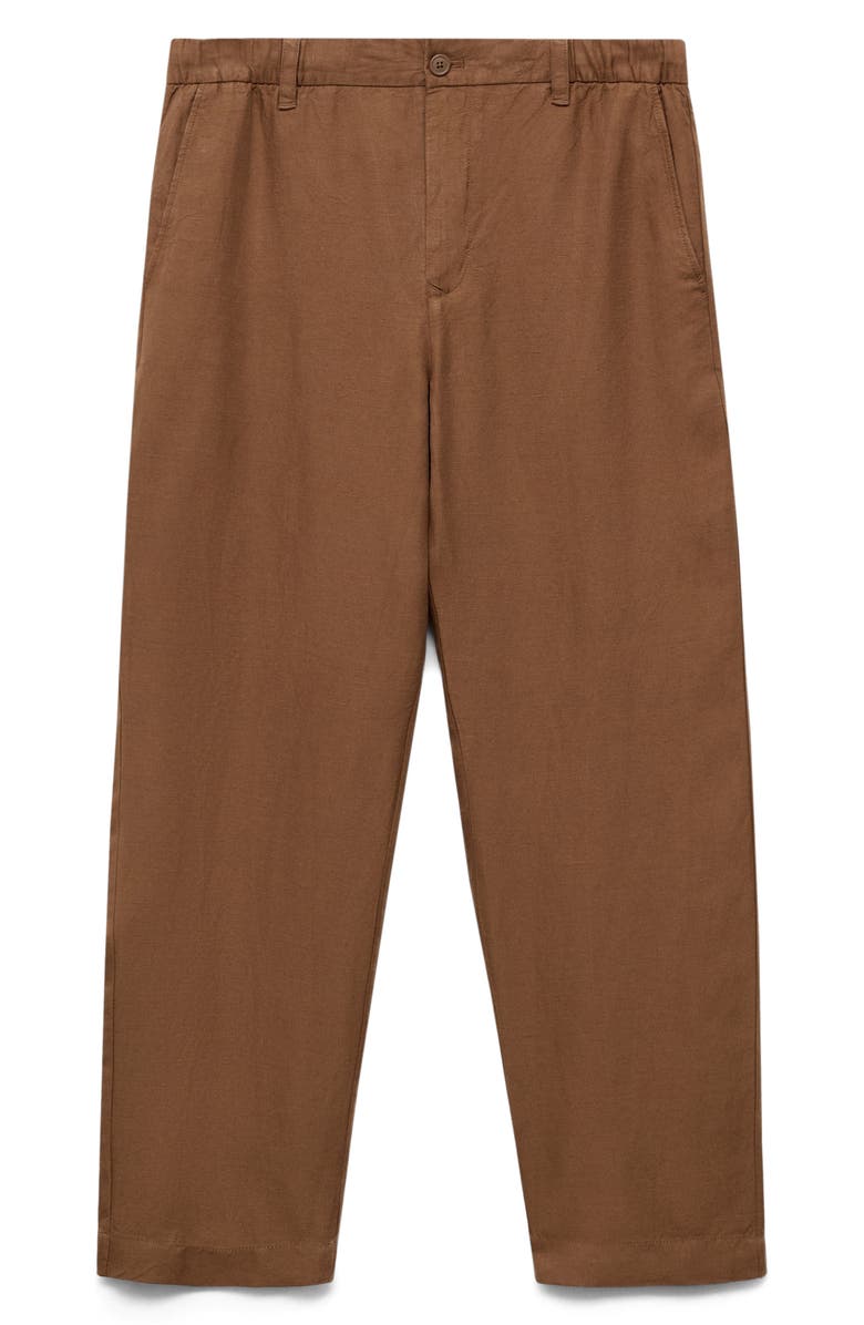 MANGO Lyocell & Linen Pants, Alternate, color, Tobacco Brown