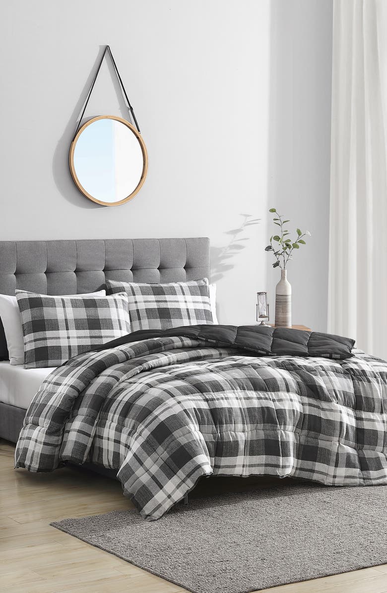 Nautica Crossview Plaid Comforter & Sham Set, Alternate, color, Dark Grey