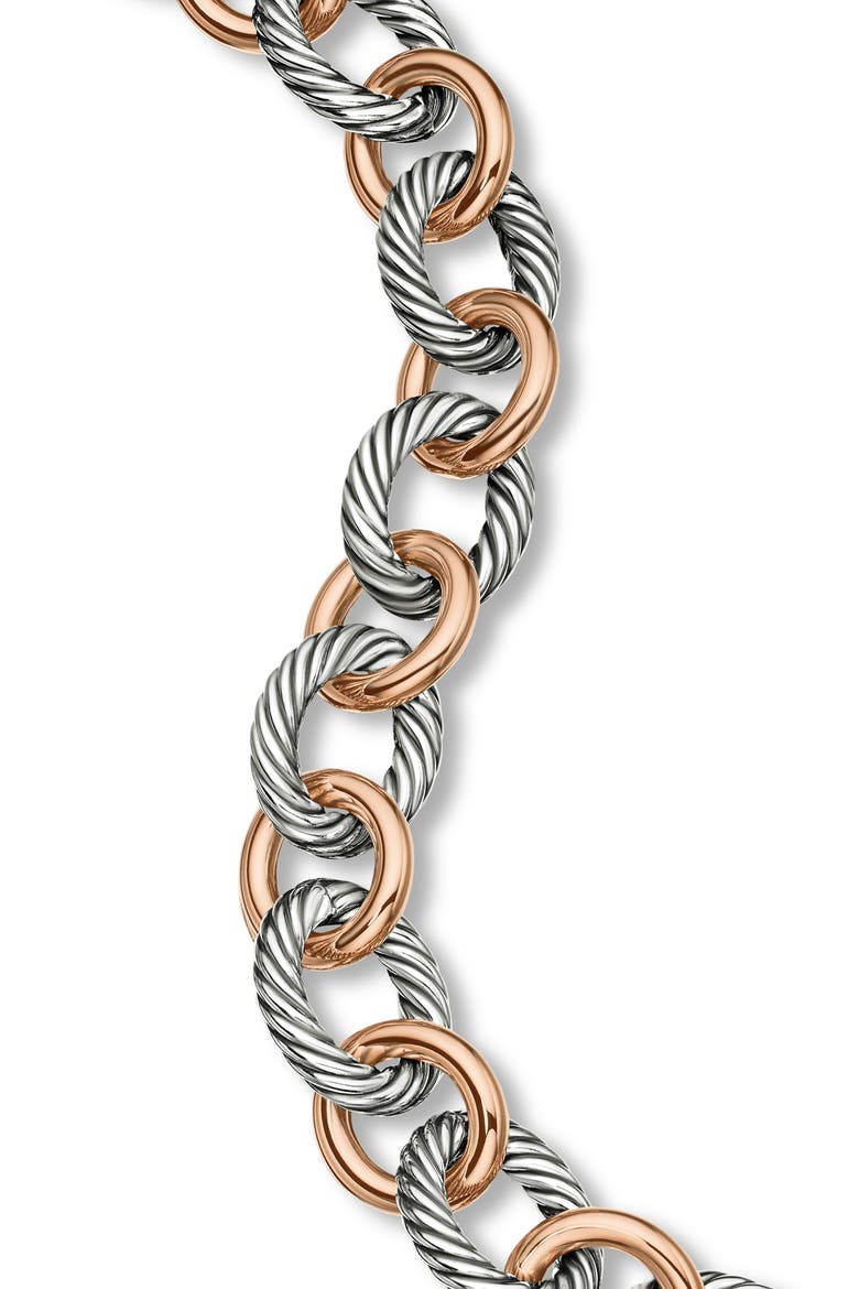 Large Oval Link Bracelet with 18K Rose Gold, Alternate, color, SILVER/ ROSE GOLD