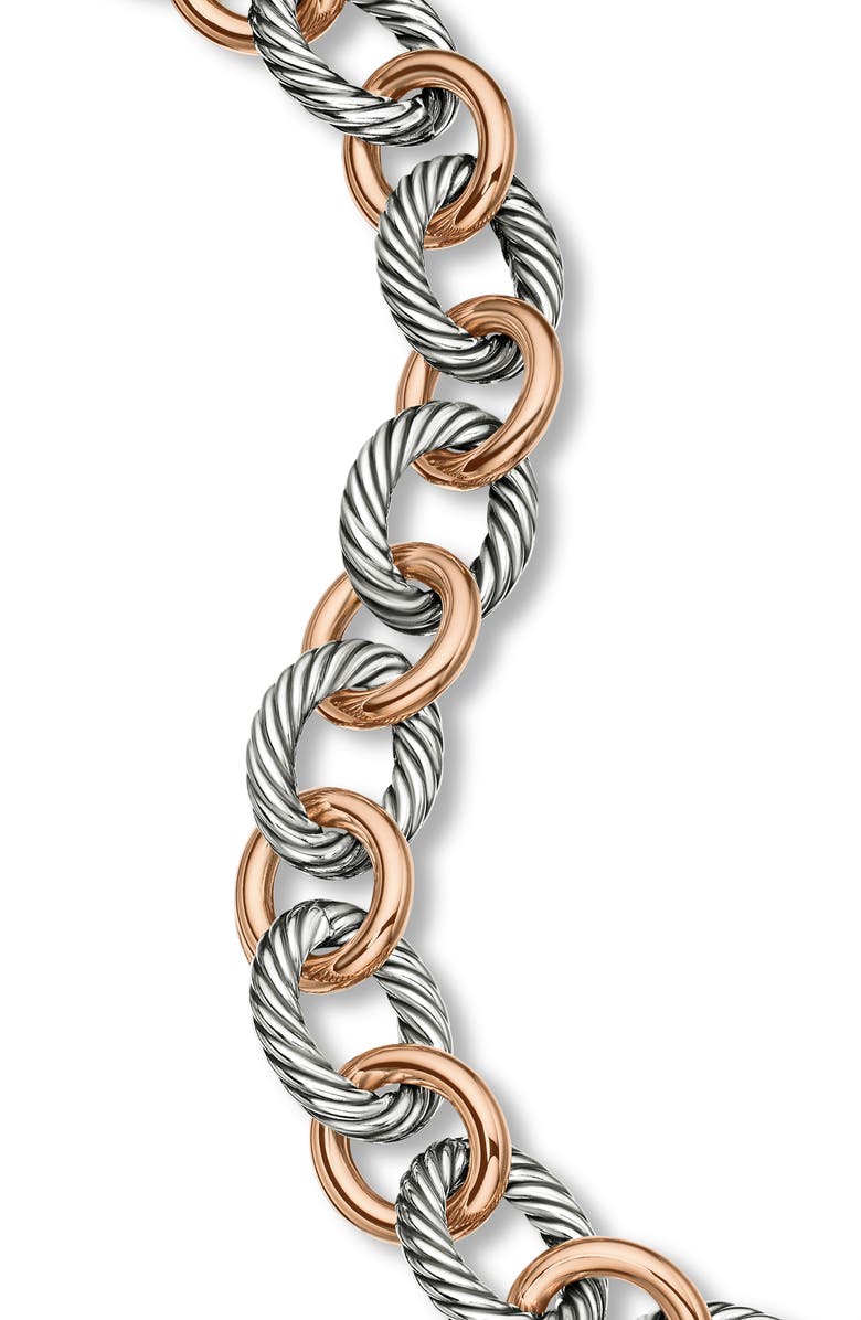 David Yurman Large Oval Link Bracelet with 18K Rose Gold, Alternate, color, 