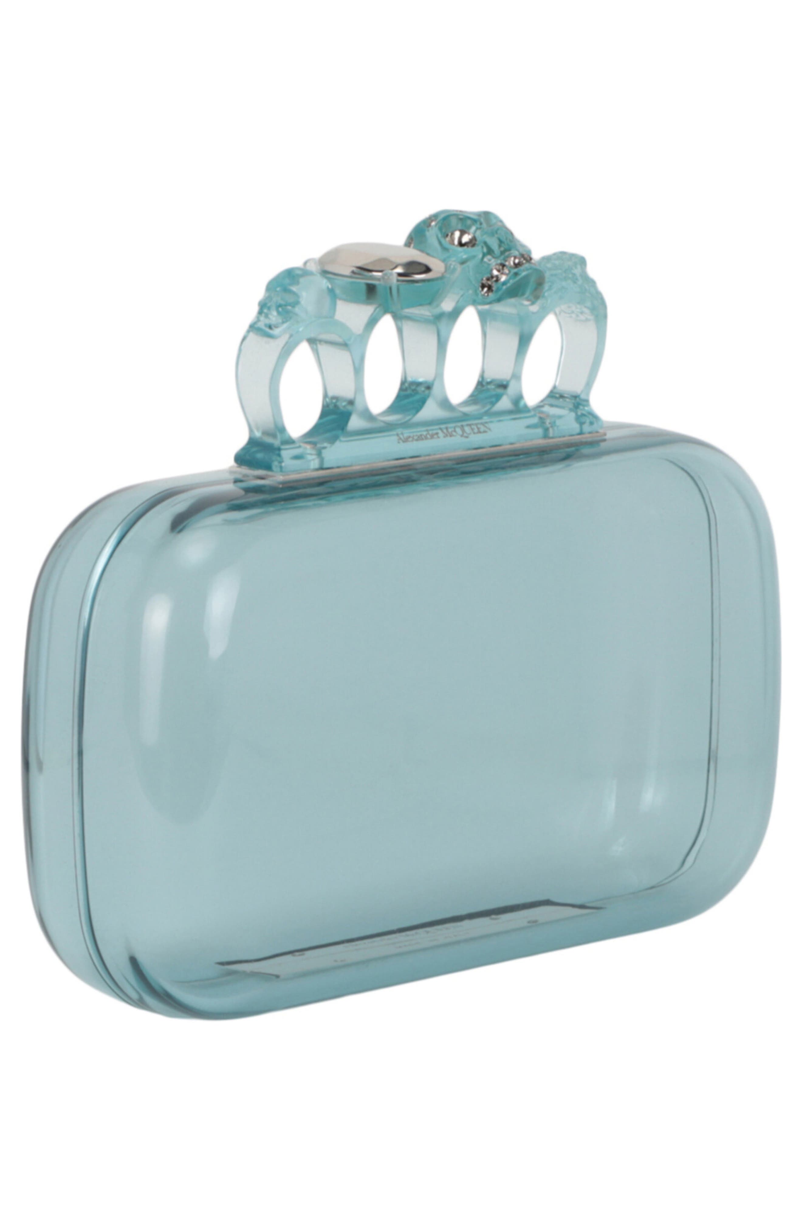 Alexander McQueen Puma Skull Four Ring Clutch, Alternate, color, Pale Blue