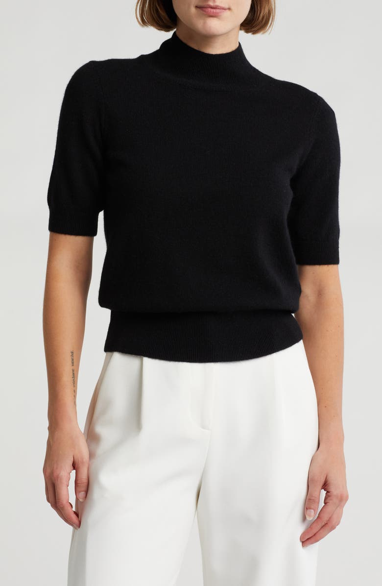 T Tahari Mock Neck Elbow Length Sleeve Cashmere Sweater, Main, color,