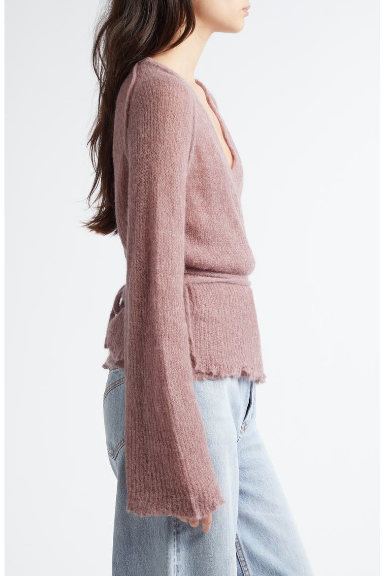 Blush Mohair & Alpaca Blend Wrap Cardigan, Alternate, color, BLUSH