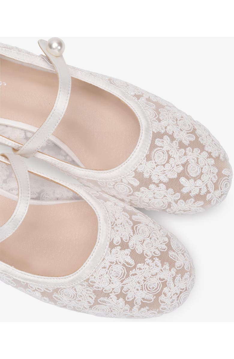 Kailee P Zora Crochet Lace Mary Jane Wedding Flats, Alternate, color, White
