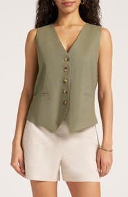 matty m. Davenport Linen Blend Vest
