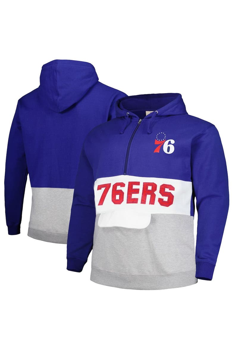Men's Fanatics Branded Royal Philadelphia 76ers Big & Tall Anorak Half-Zip Hoodie, Main, color, Royal