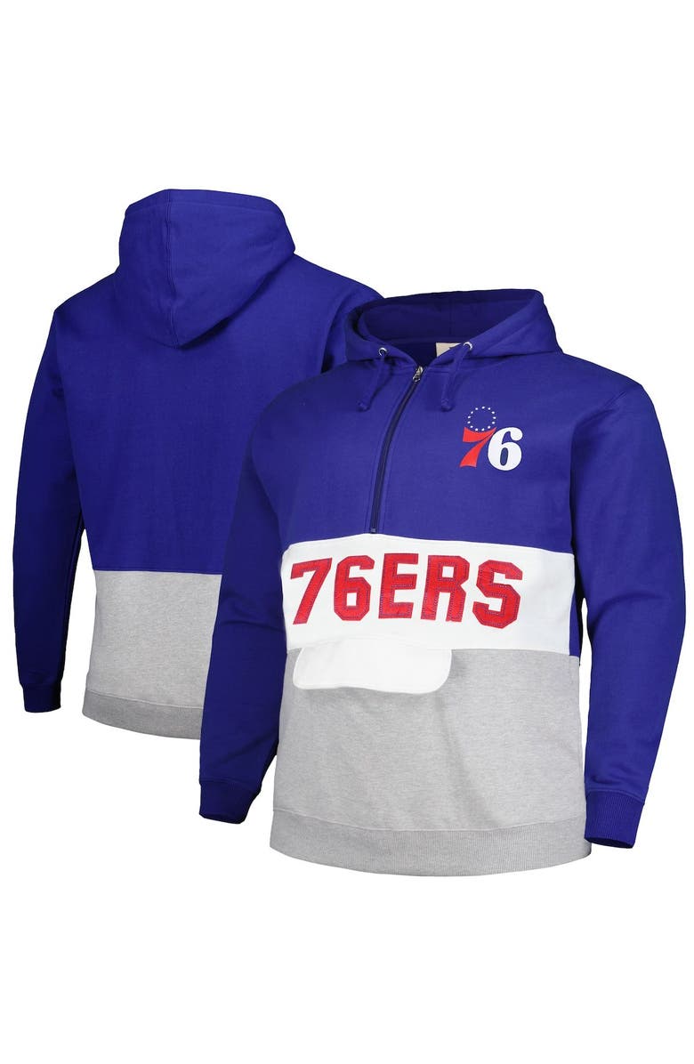 FANATICS Men's Fanatics Branded Royal Philadelphia 76ers Big & Tall Anorak Half-Zip Hoodie, Main, color, Royal