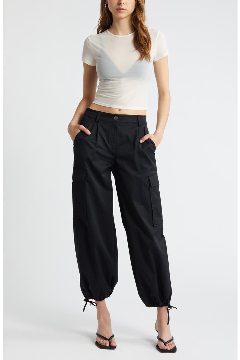 Twill Cargo Pants, Alternate, color, BLACK