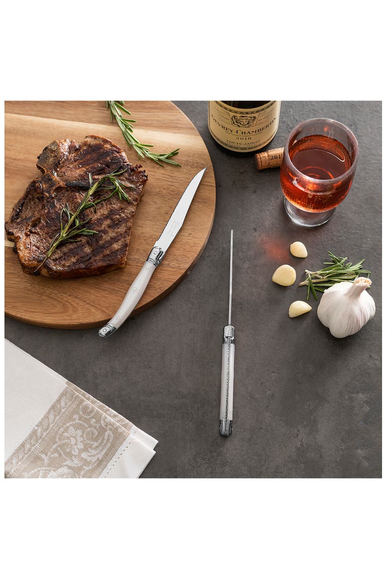 Set of 4 Laguiole Connoisseur Steak Knives, Alternate, color, PEARL WHITE