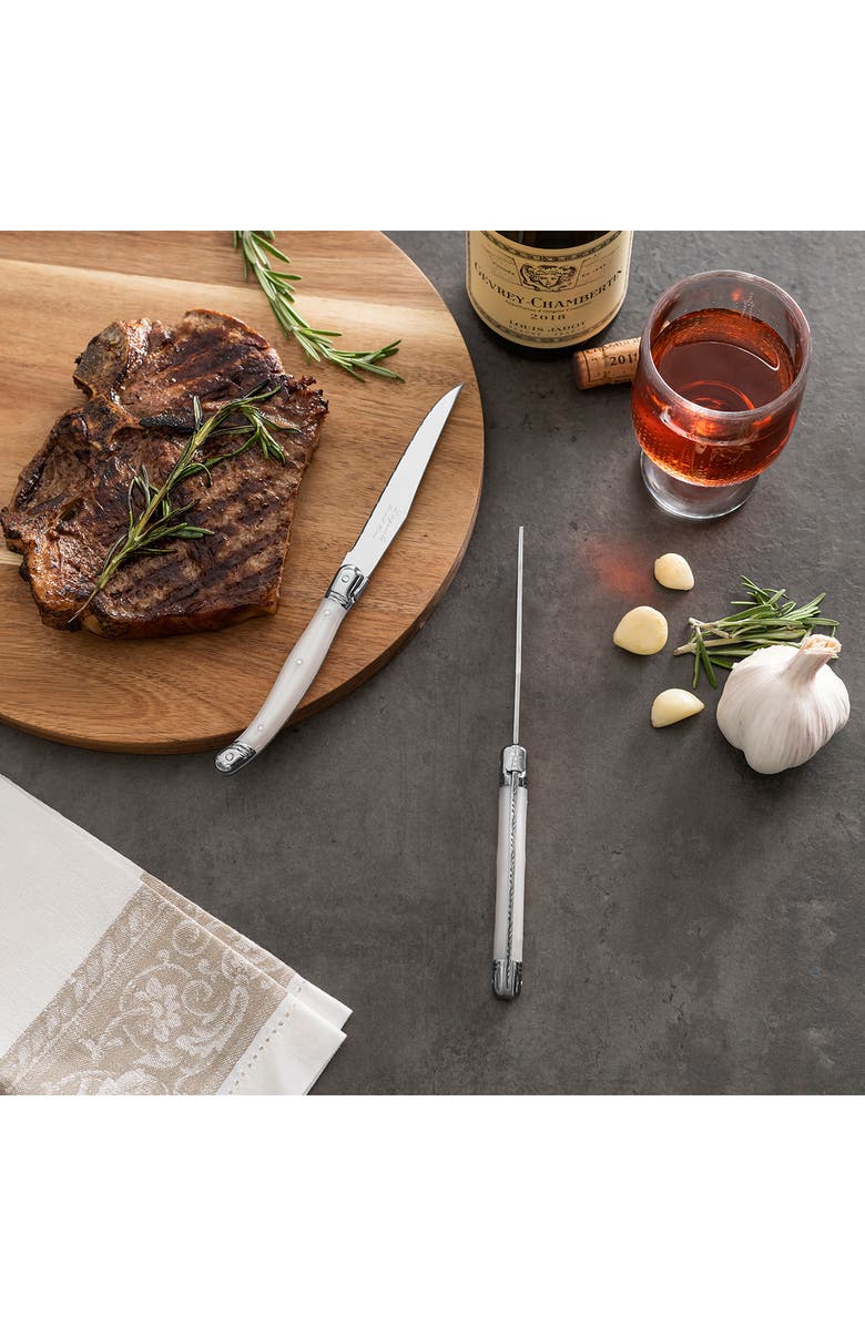 FRENCH HOME Set of 4 Laguiole Connoisseur Steak Knives, Alternate, color, Pearl White