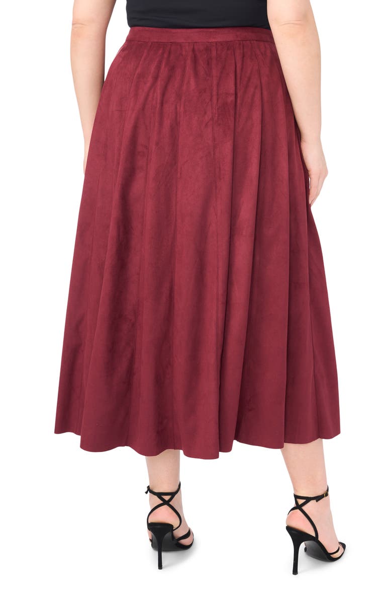 Panelled Pintuck Faux Suede Midi Skirt, Alternate, color, WINTERBERRY