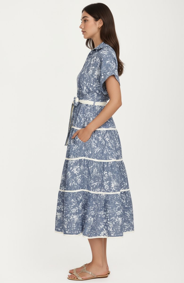 Knit and Lounge Button-Front Tie Waist Midi Dress, Alternate, color, 