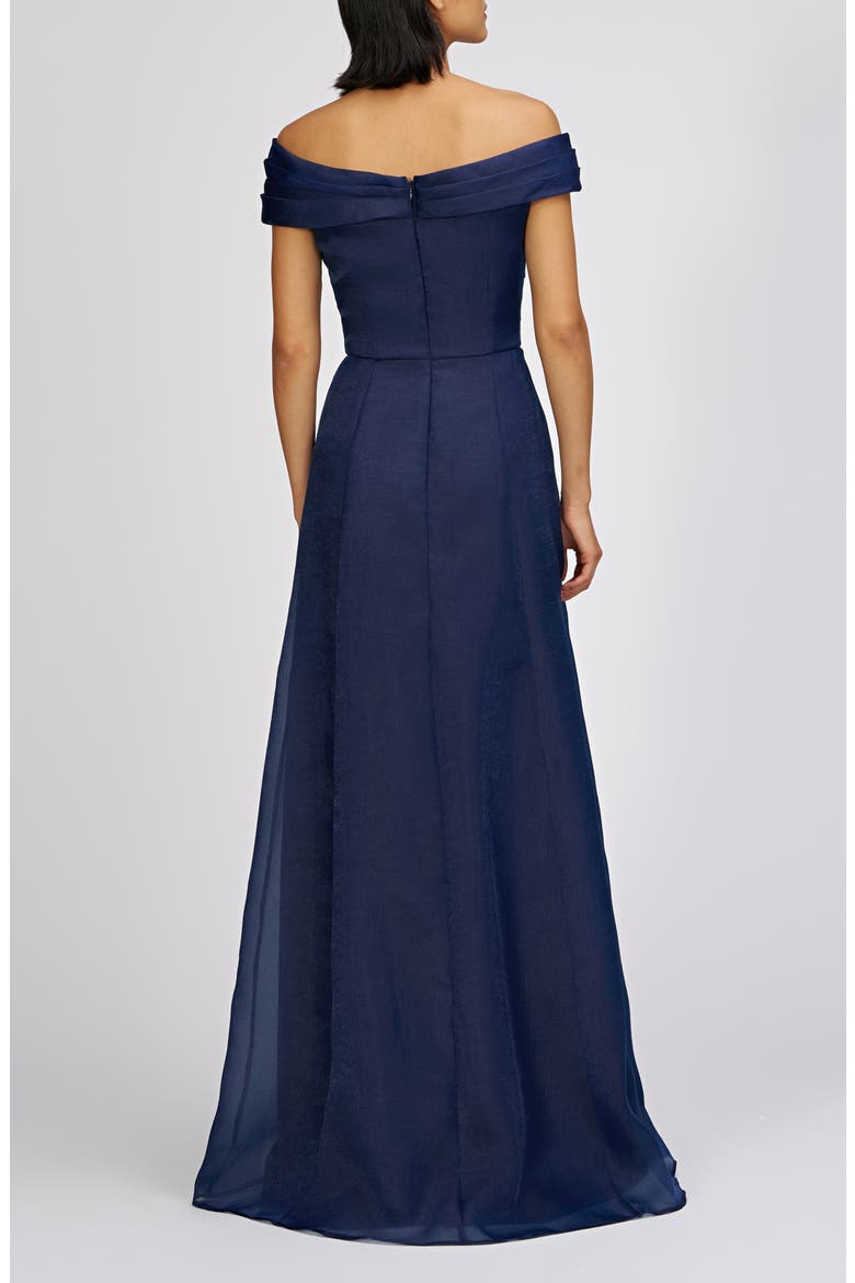 Isadora Off the Shoulder Organza Gown, Alternate, color, NAVY