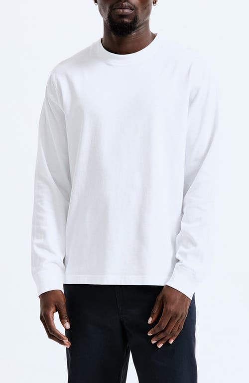 Reigning Champ Classic Fit Long Sleeve Midweight Cotton T-Shirt in White 