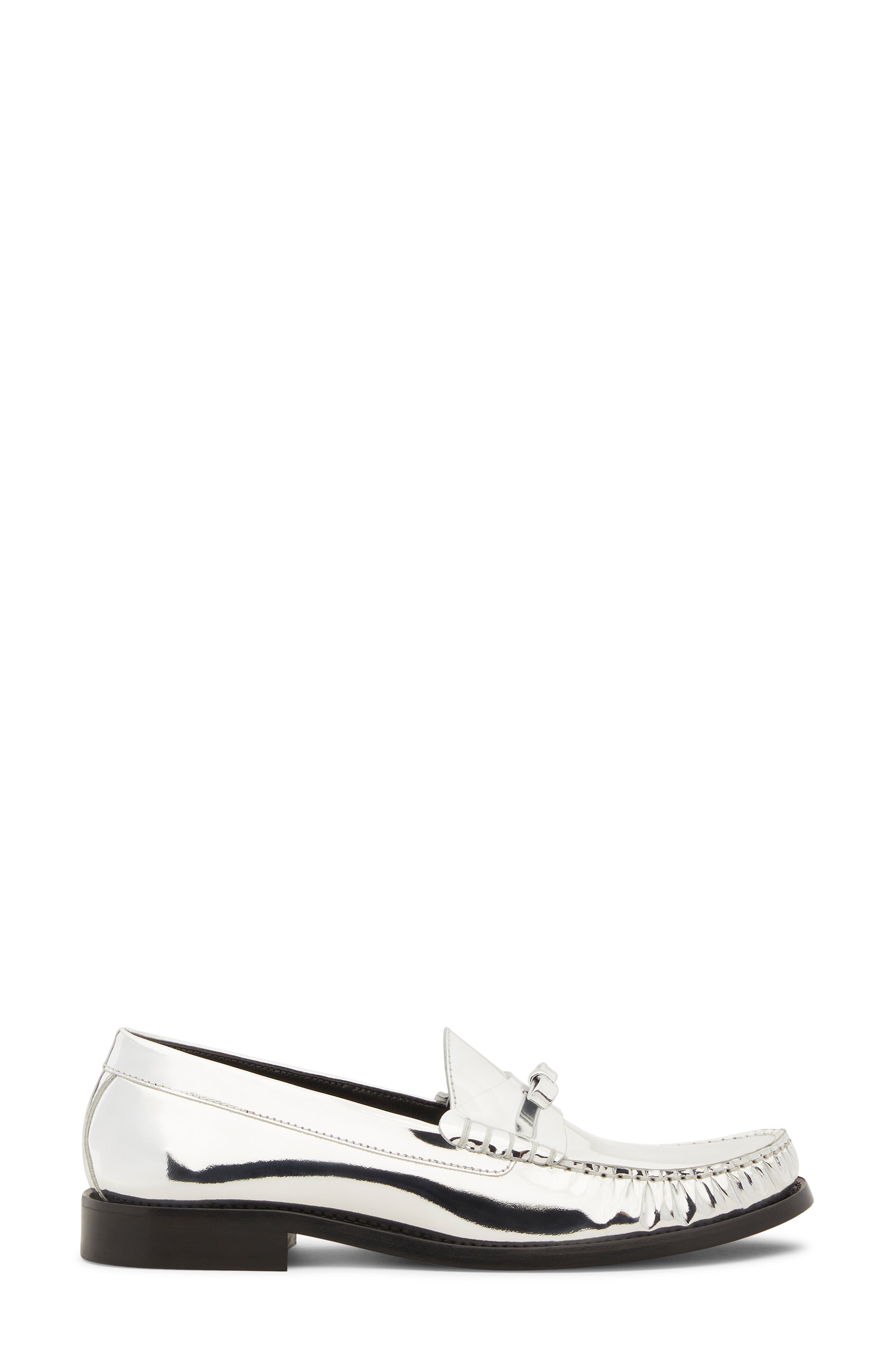 Stuart Weitzman Lottie Bow Loafer, Alternate, color, Silver