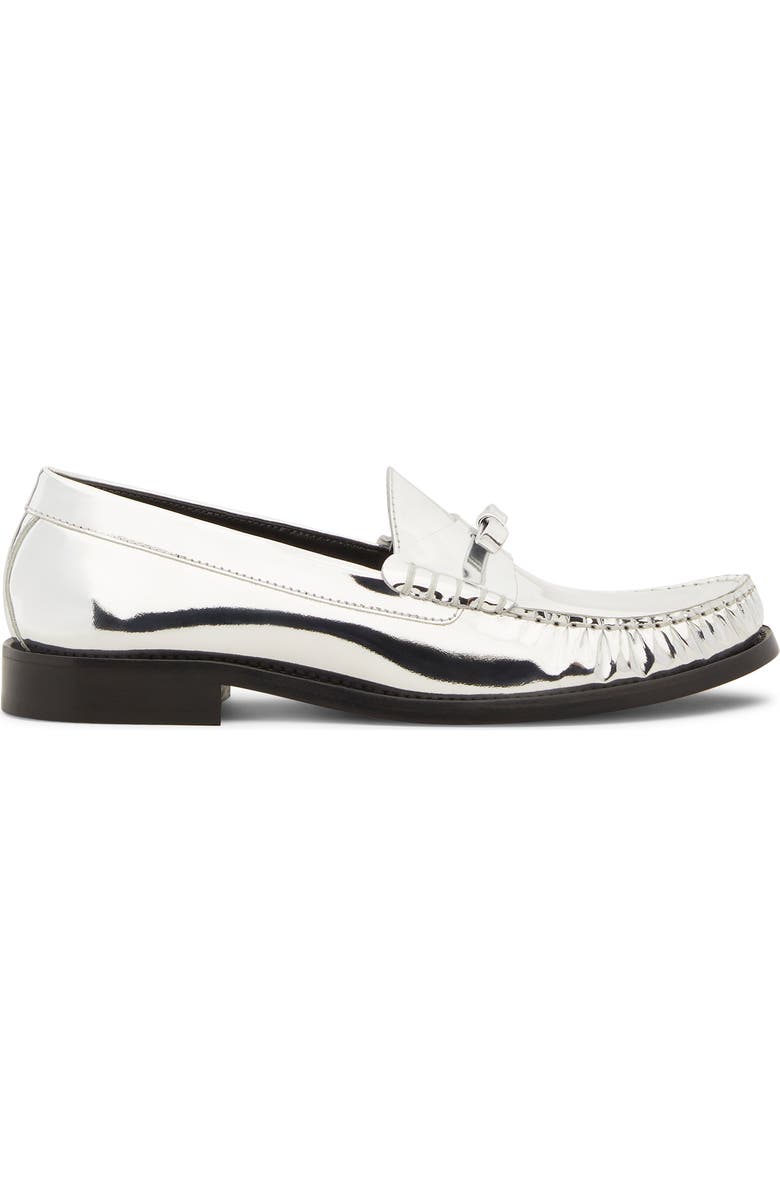 Stuart Weitzman Lottie Bow Loafer, Alternate, color, Silver