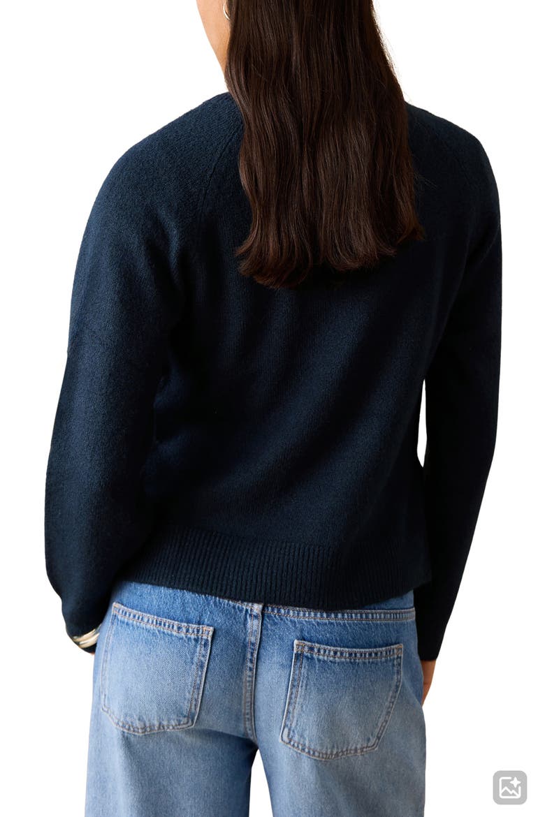 Button Detail Crop Sweater, Alternate, color, NAVY