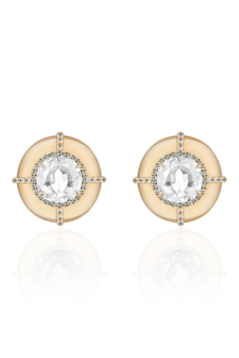 Round Medallion Stud Earrings, Alternate, color, CLEAR