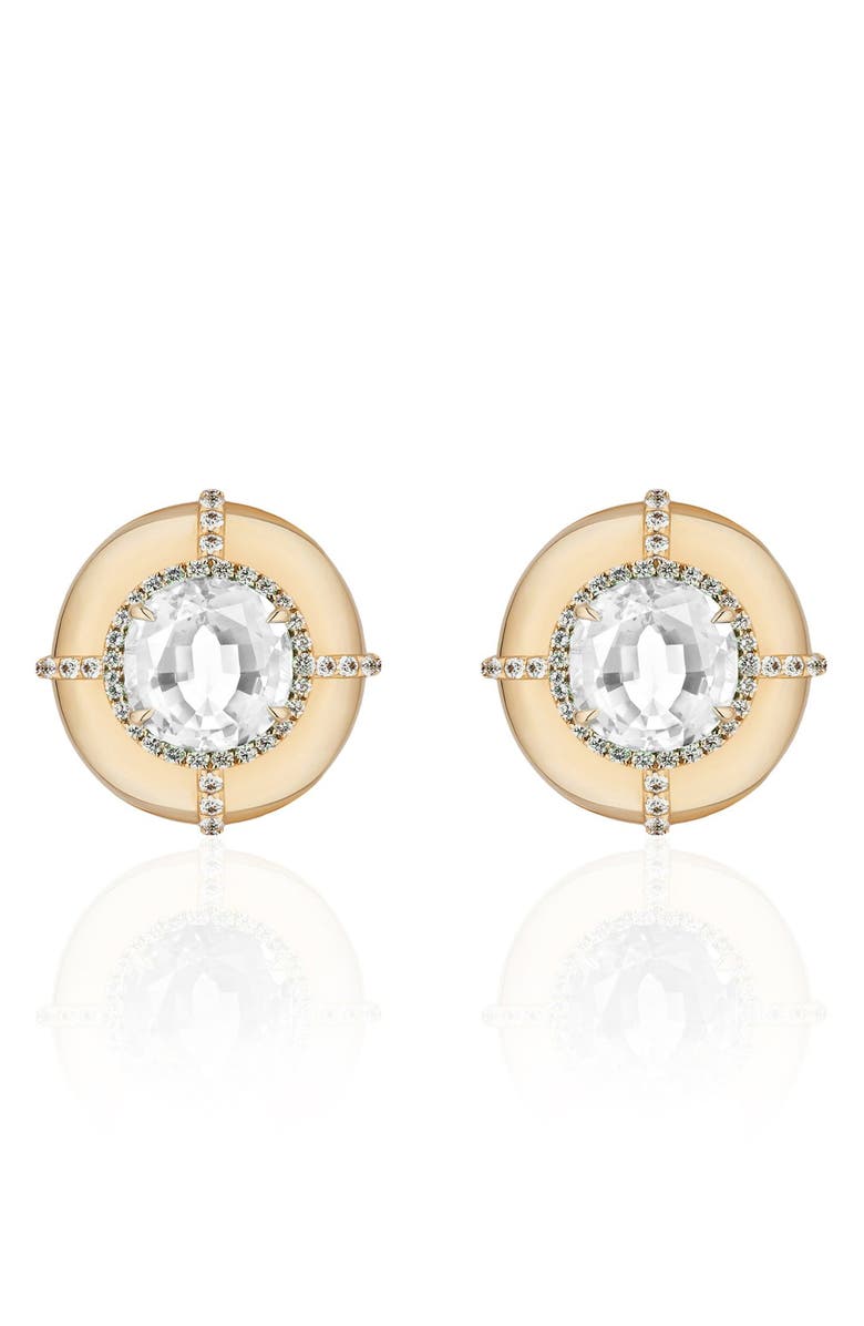 GOSHWARA Round Medallion Stud Earrings, Alternate, color, Clear
