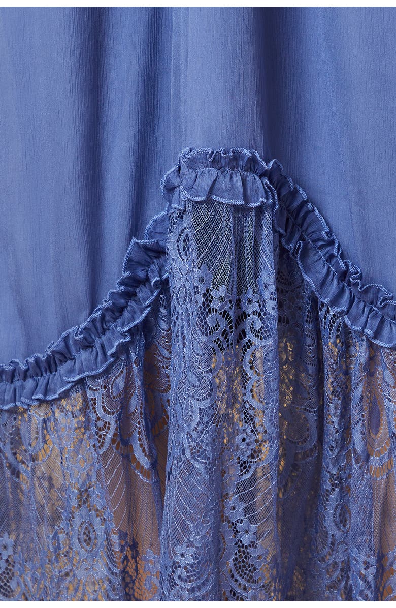 Oasis Babydoll Floaty Lace Detail Maxi Dress, Alternate, color, Blue