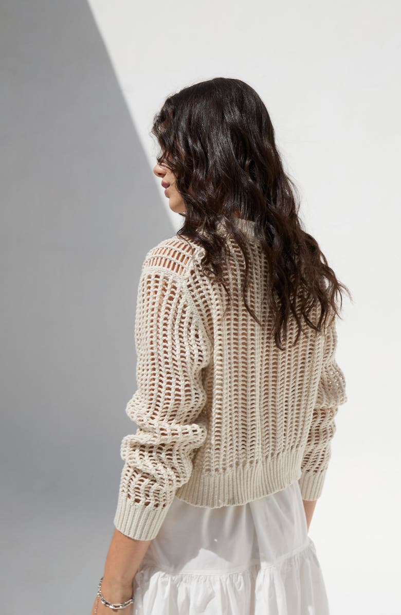 DELUC Einar Crop Open Stitch Sweater, Alternate, color, 