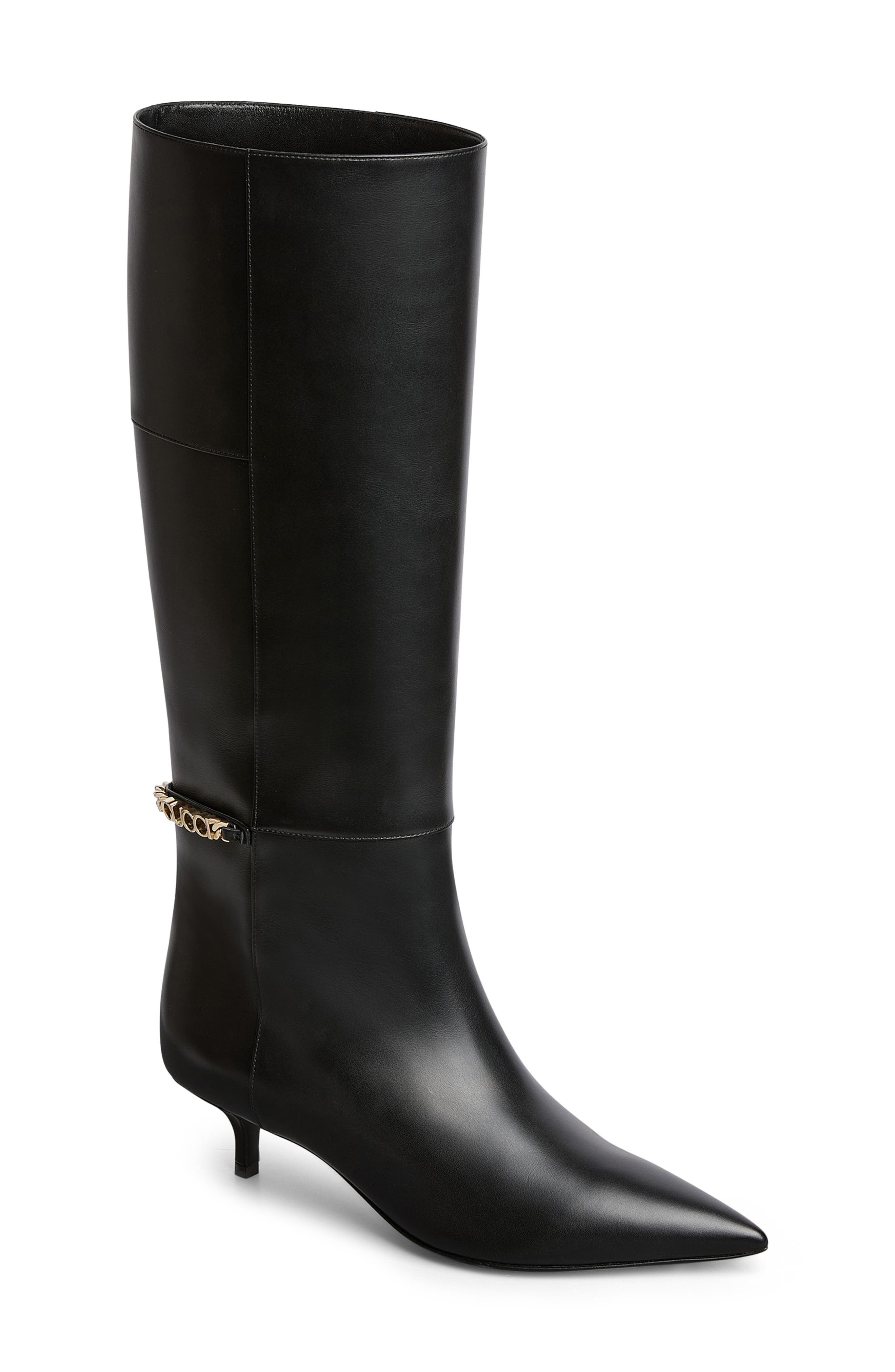Gucci Signoria Kitten Heel Boot, Main, color, Black