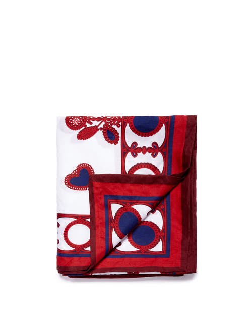 La Doublej Large Printed Linen Tablecloth In Parnaveg Cuore Multicolor