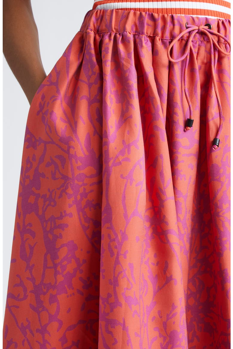 Berlina Jacquard Cotton & Silk Midi Skirt, Alternate, color, CORAL