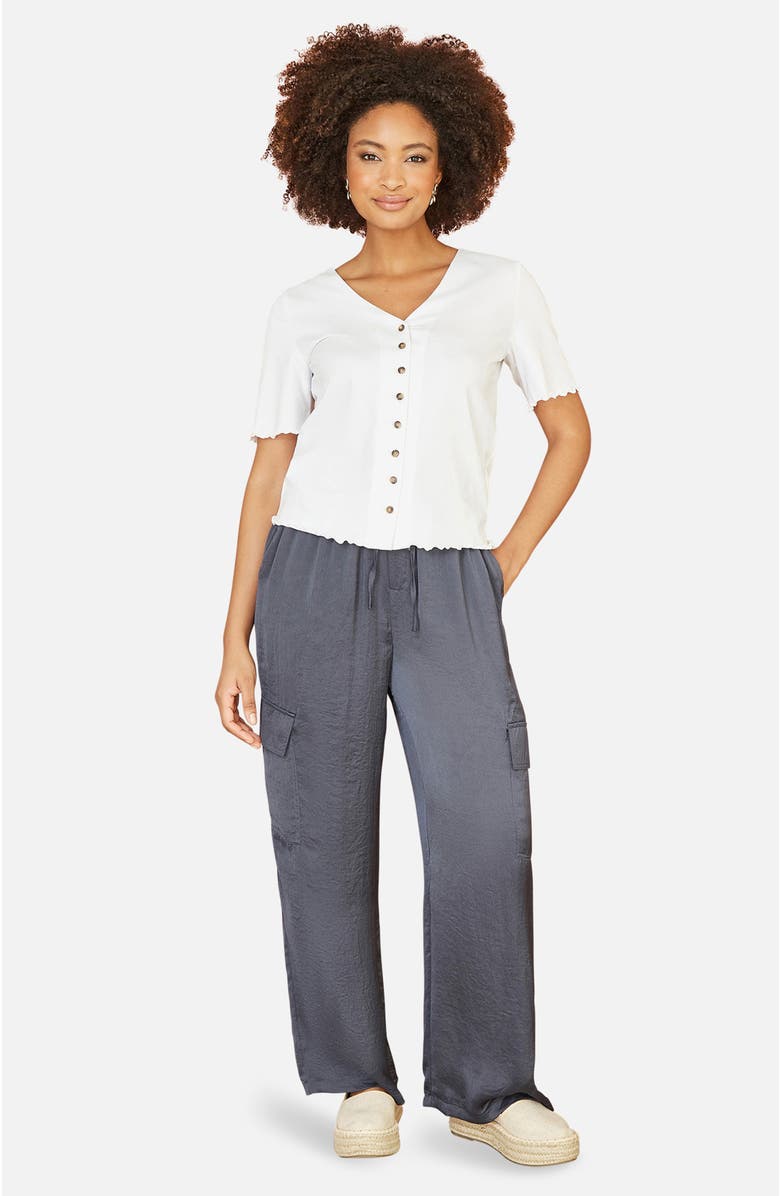 Yumi Cotton Button Detail T-Shirt, Alternate, color, White