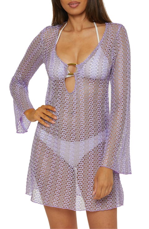 Golden Beach Long Sleeve Lace Cover-Up Tunic