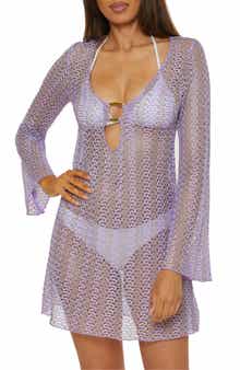 Becca Golden Beach Long Sleeve Lace Cover-Up Tunic