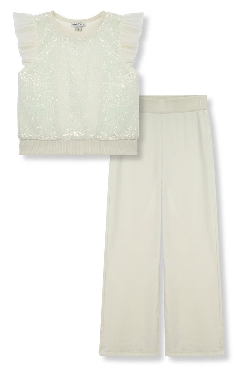 Habitual Kids Kids' Velour Sequin Top & Sweatpants Set, Main, color, 