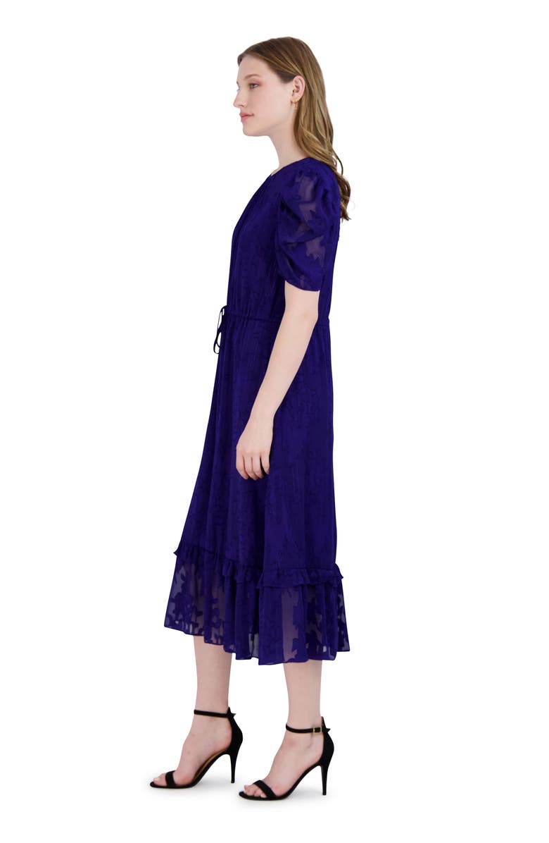 Julia Jordan Floral Puff Sleeve A-Line Midi Dress, Alternate, color, Royal