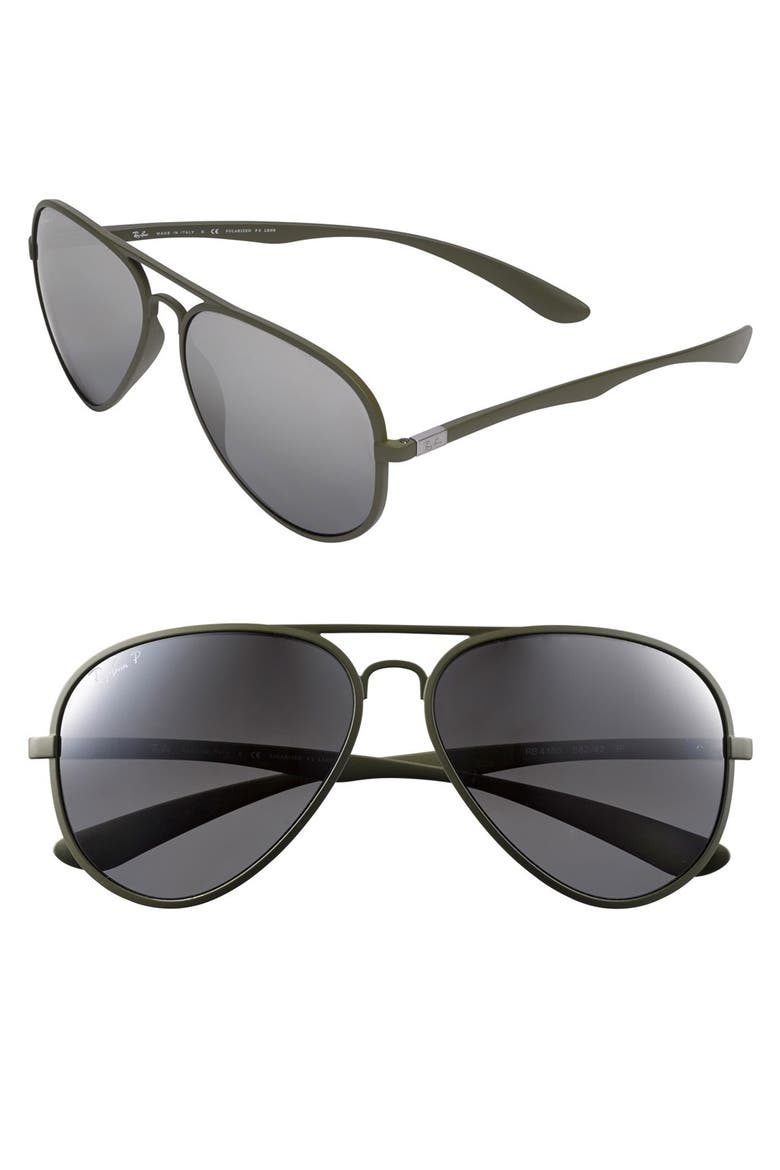 59mm Polarized Aviator Sunglasses, Main, color, OLIVE